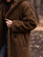 Teddy Bear Hooded Longline Outerwear - Plush Fashion Hub