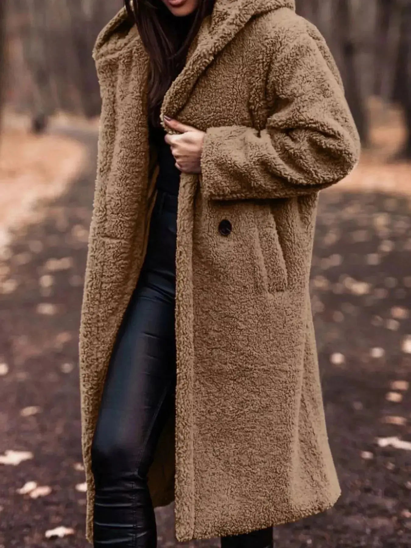 Teddy Bear Hooded Longline Outerwear - Plush Fashion Hub
