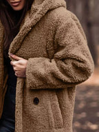 Teddy Bear Hooded Longline Outerwear - Plush Fashion Hub