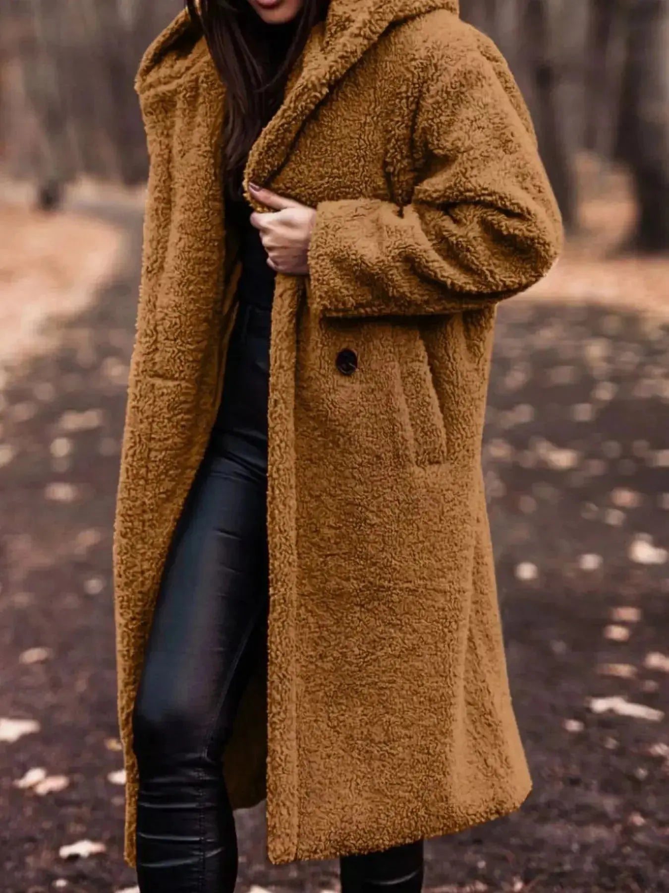 Teddy Bear Hooded Longline Outerwear - Plush Fashion Hub