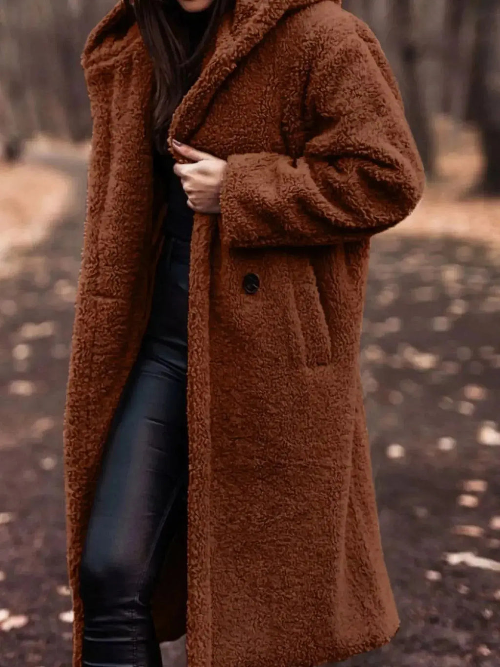 Teddy Bear Hooded Longline Outerwear - Plush Fashion Hub