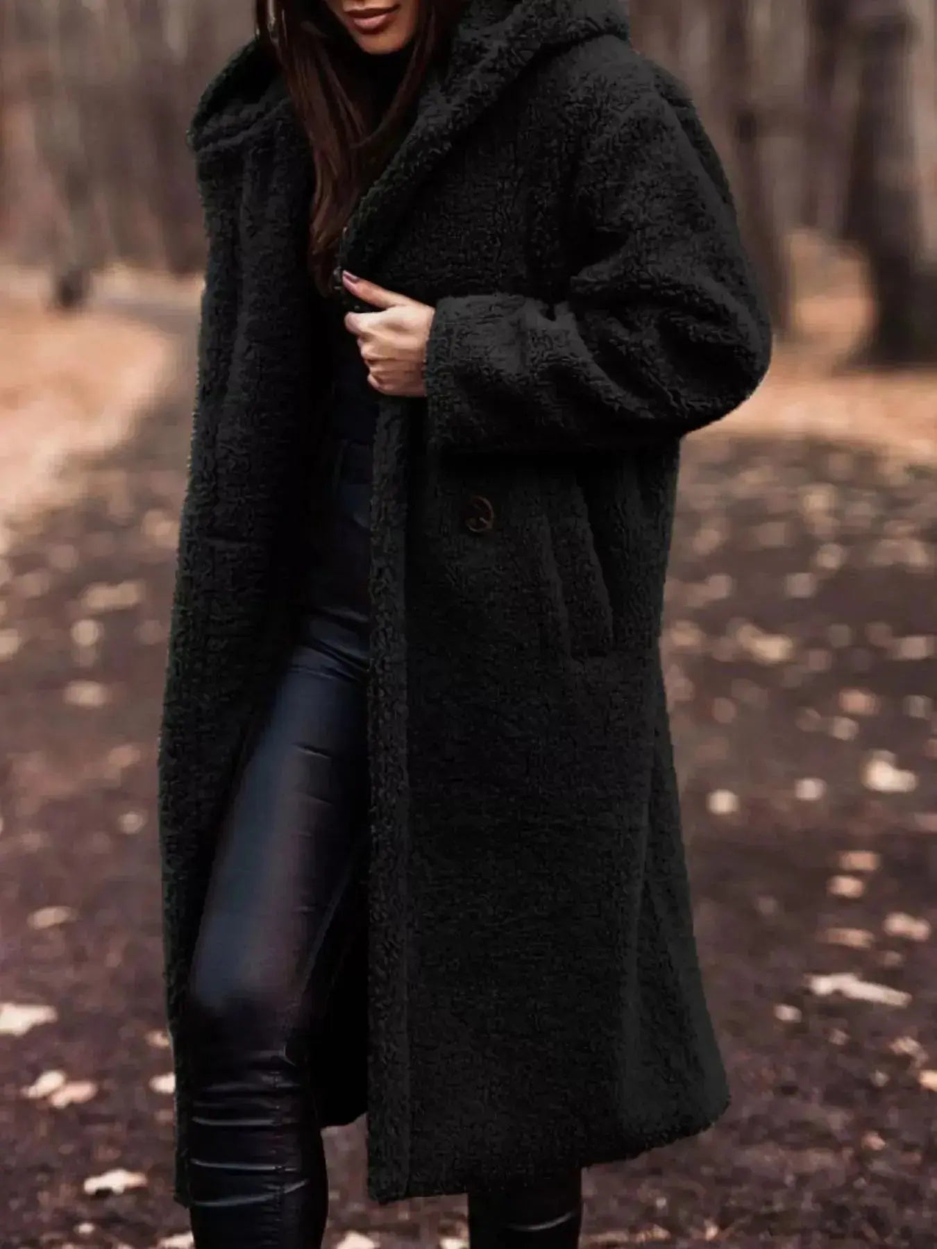 Teddy Bear Hooded Longline Outerwear - Plush Fashion Hub