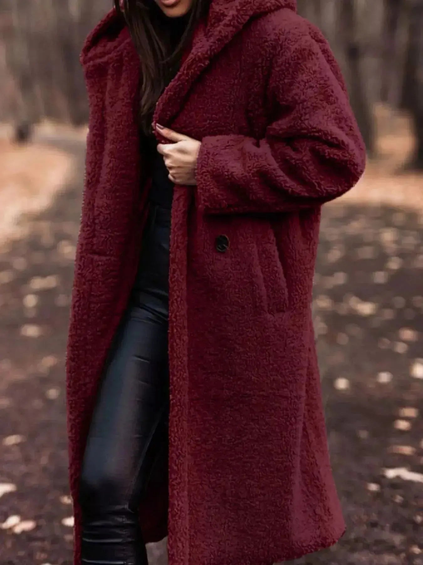 Teddy Bear Hooded Longline Outerwear - Plush Fashion Hub