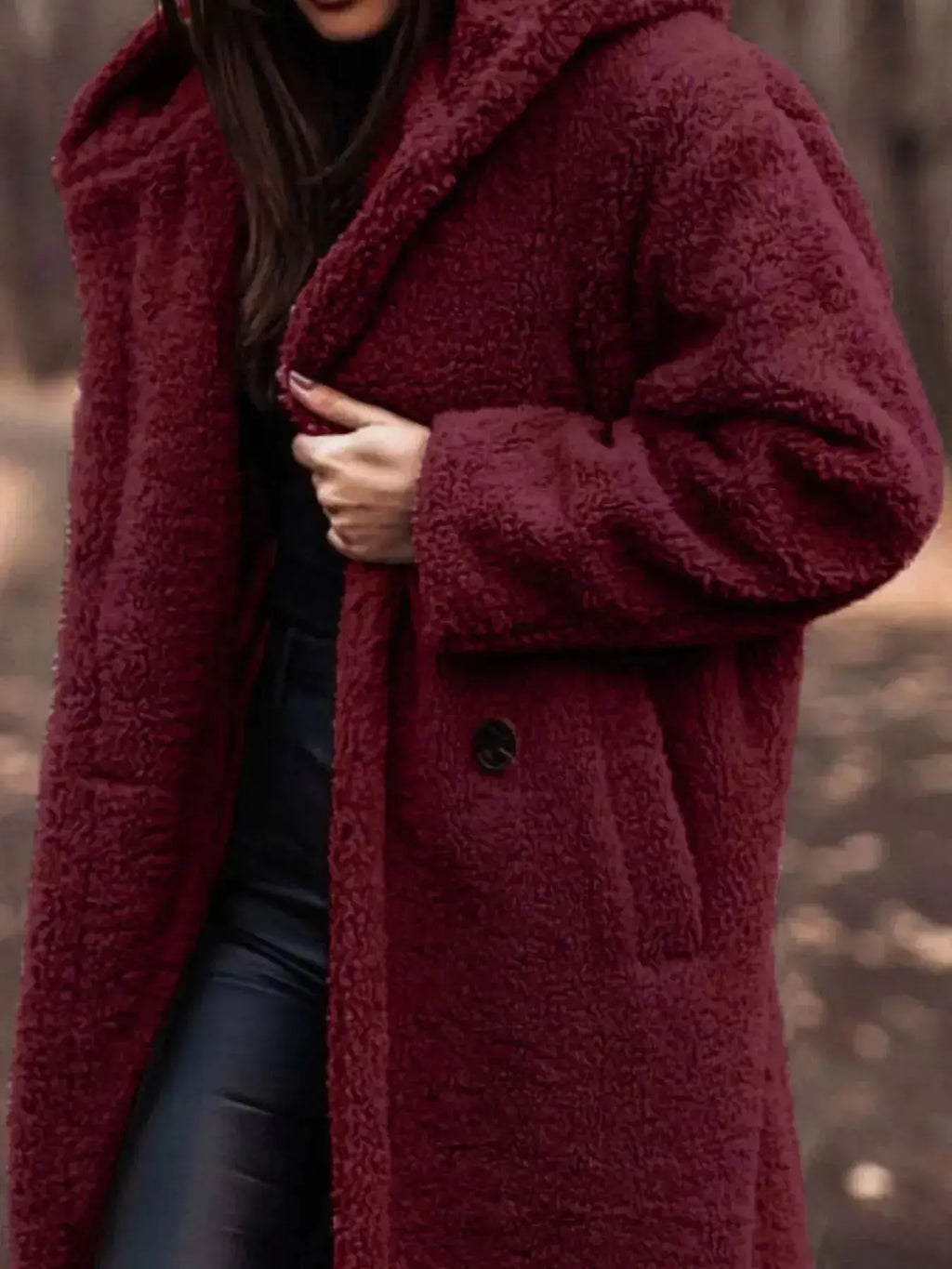Teddy Bear Hooded Longline Outerwear - Plush Fashion Hub