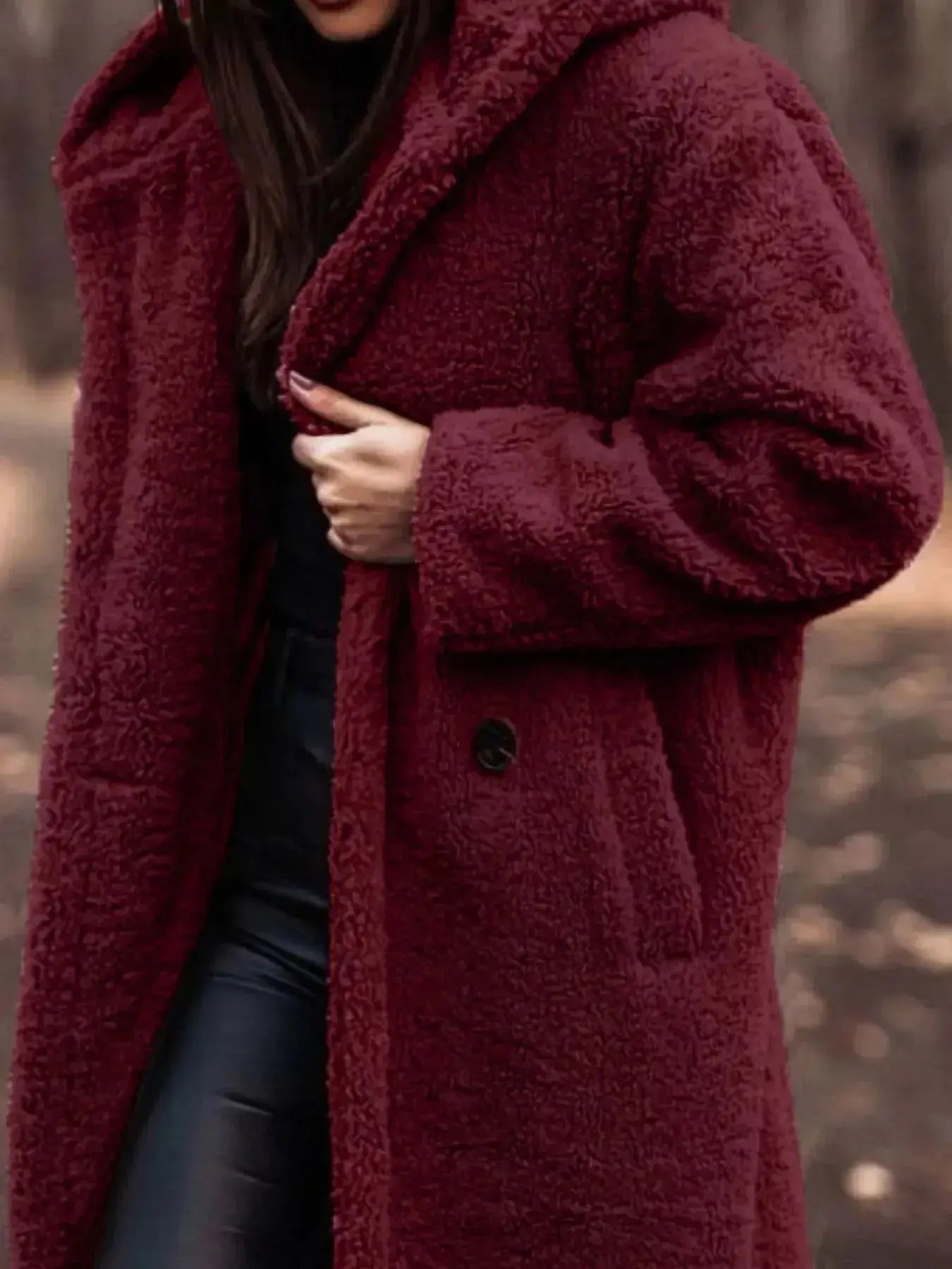 Teddy Bear Hooded Longline Outerwear - Plush Fashion Hub