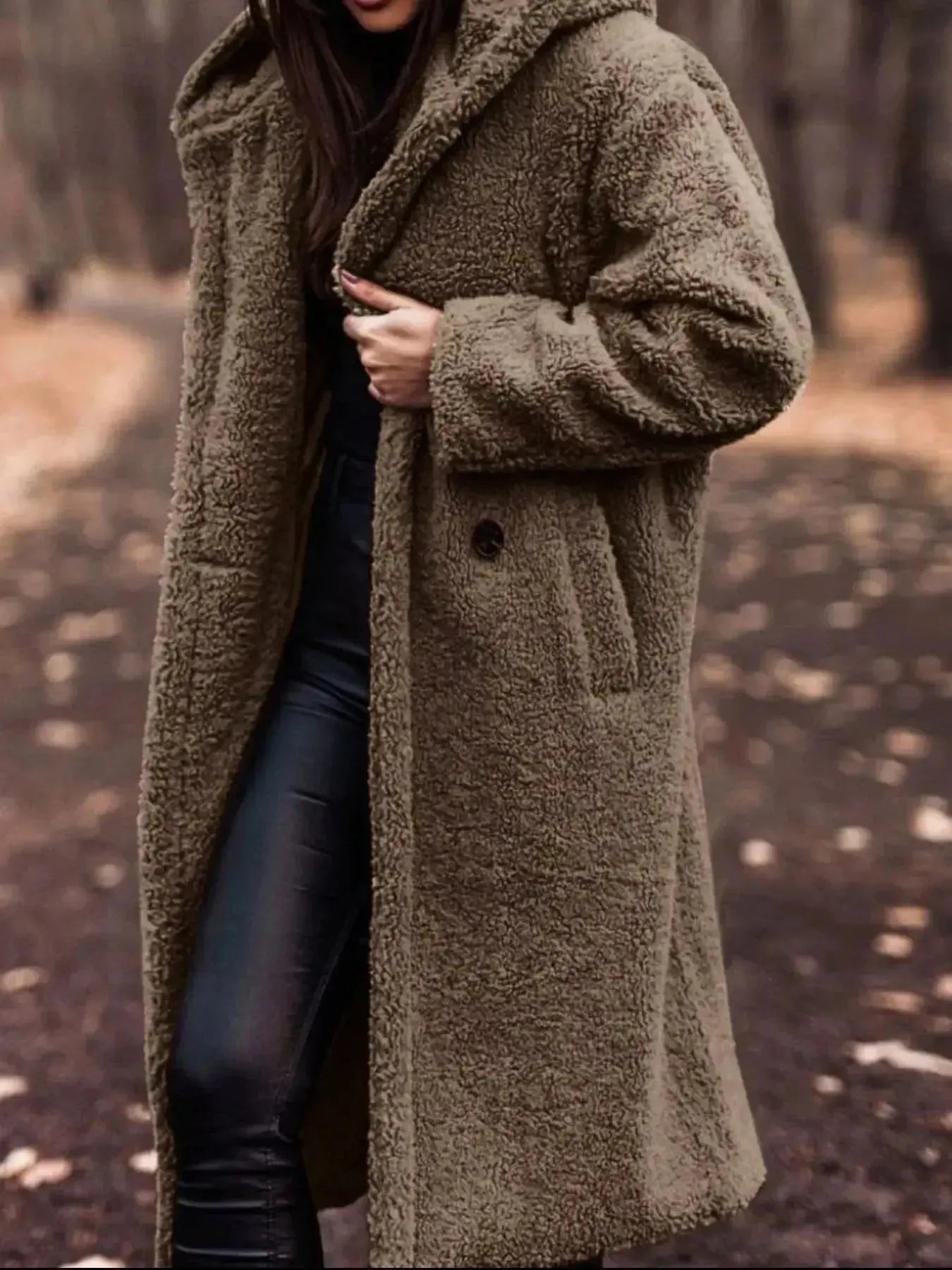 Teddy Bear Hooded Longline Outerwear - Plush Fashion Hub