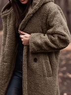 Teddy Bear Hooded Longline Outerwear - Plush Fashion Hub