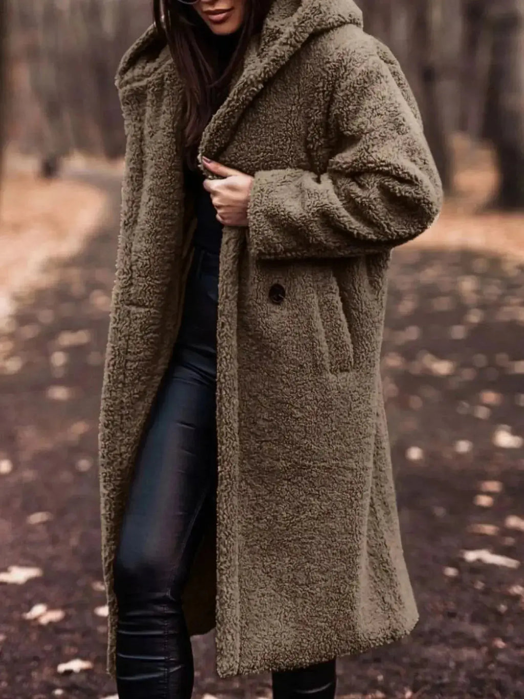 Teddy Bear Hooded Longline Outerwear - Plush Fashion Hub