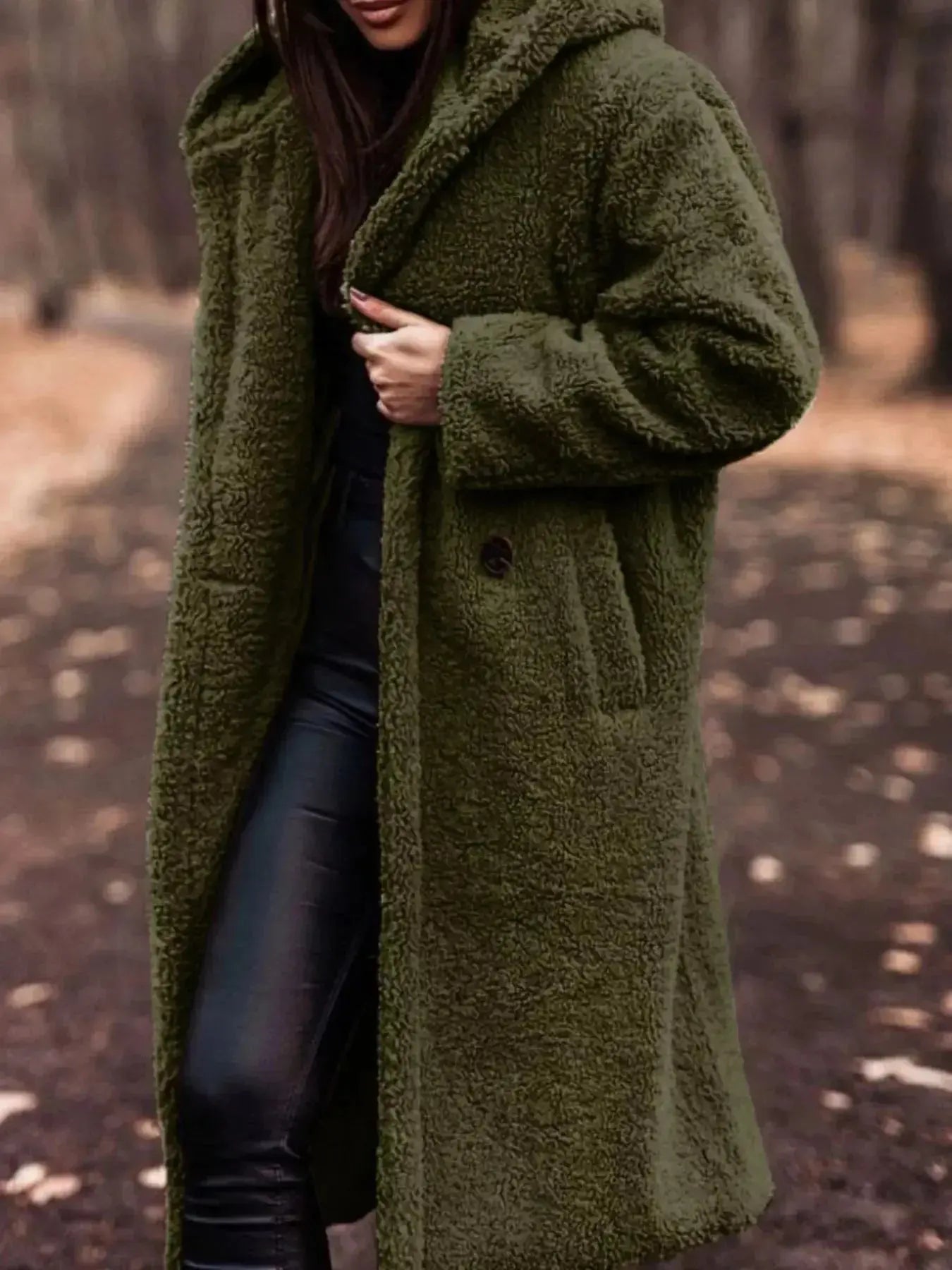 Teddy Bear Hooded Longline Outerwear - Plush Fashion Hub