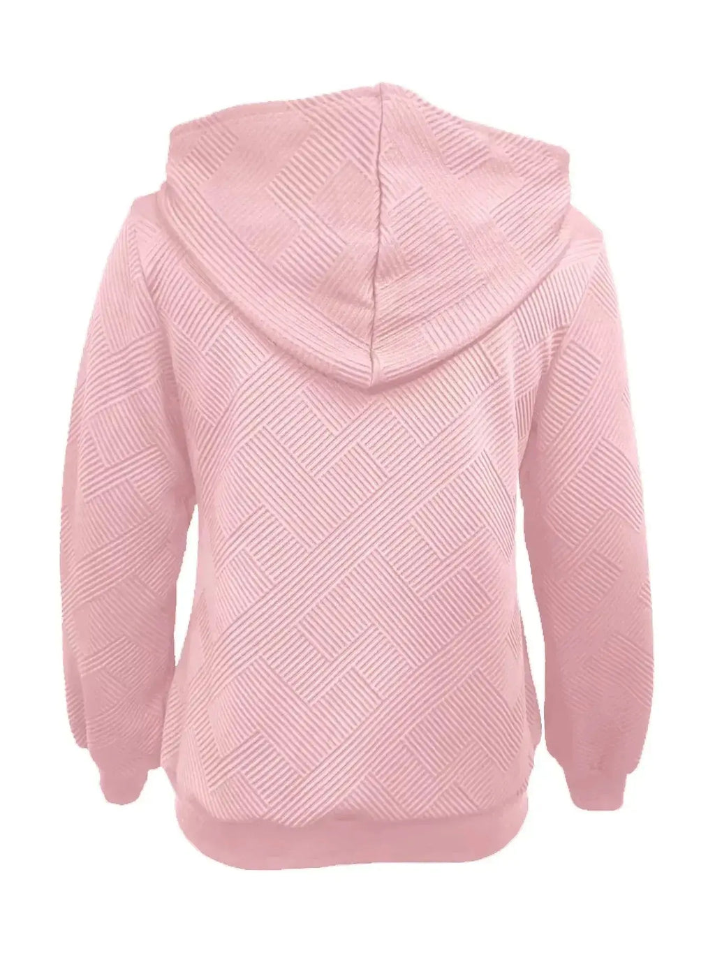 Texture Zip-Up Hoodie with Drawstring - Plush Fashion Hub
