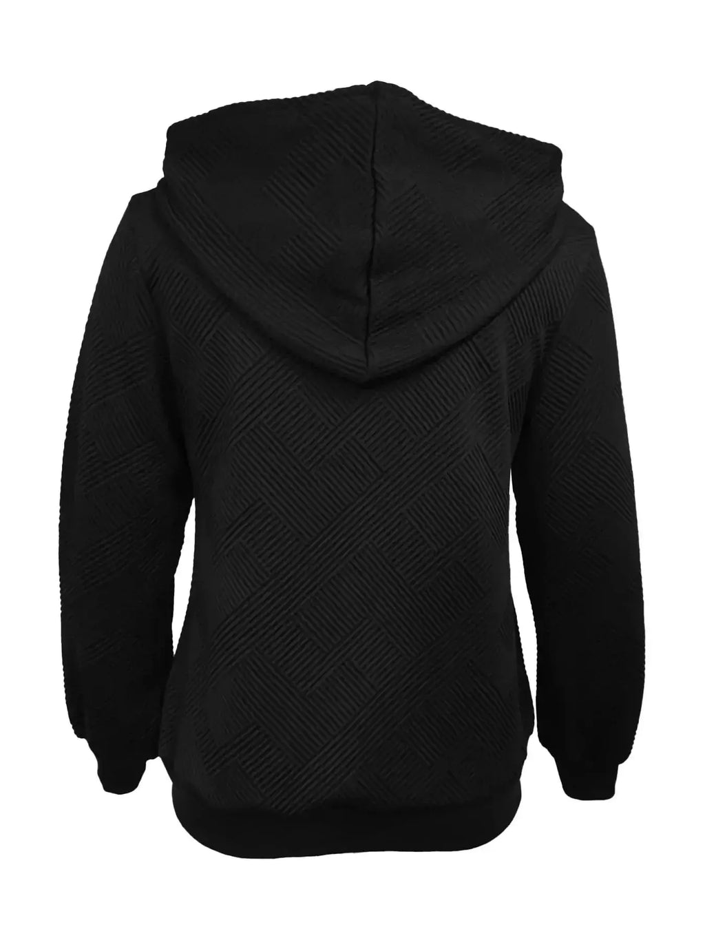 Texture Zip-Up Hoodie with Drawstring - Plush Fashion Hub
