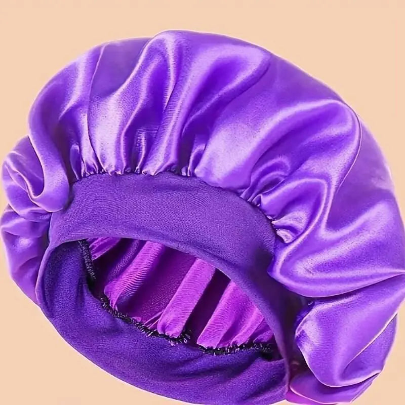 Unscented Satin Sleep Cap Bonnet with Wide Brim Comfortable Elastic - Plush Fashion Hub