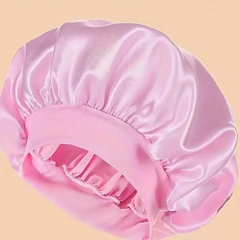 Unscented Satin Sleep Cap Bonnet with Wide Brim Comfortable Elastic.
