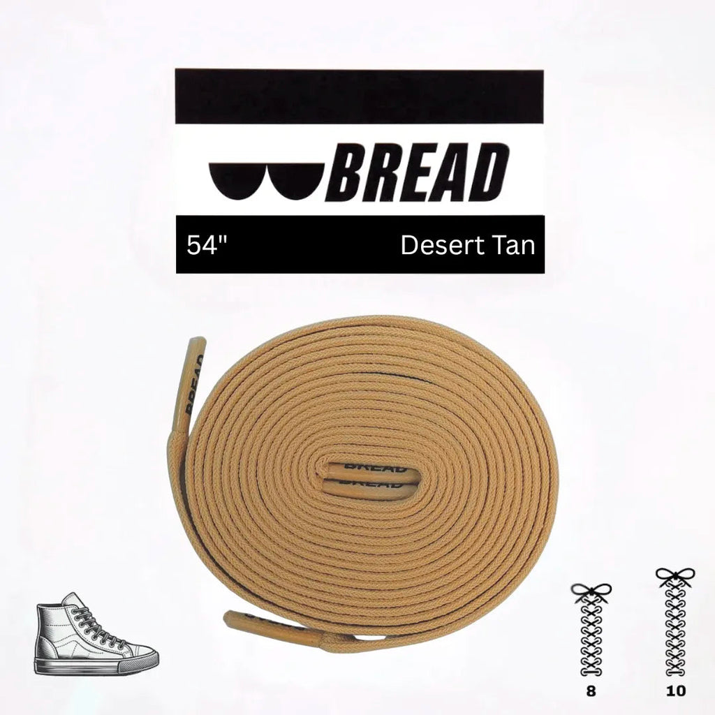 Desert tan Elastic Shoelace by Bread, showing a close-up of the flexible, durable laces designed for comfortable fit.