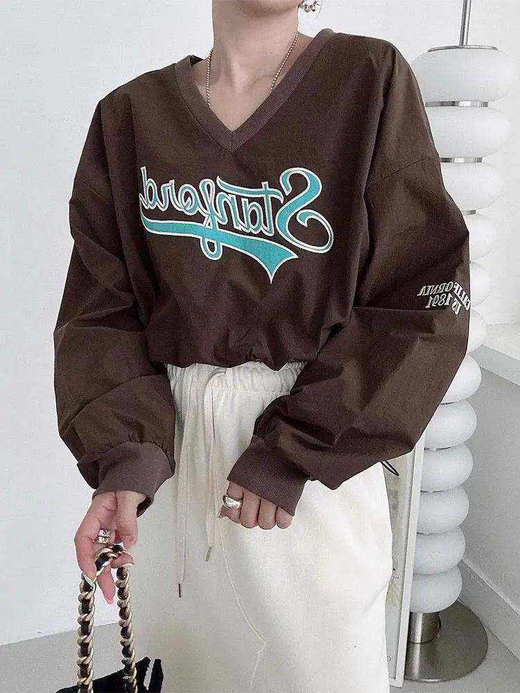 V-neck Embroidered Long-Sleeved Sweatshirt PAINEVIDA