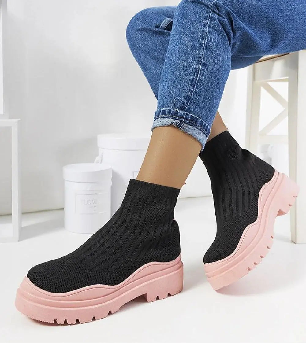 Velaria Black & Pink Slip-On Sneakers Plush Fashion Hub