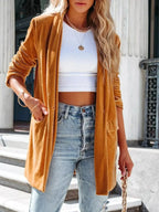 Velvet One Button Outerwear - Plush Fashion Hub