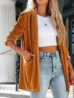Velvet One Button Outerwear - Plush Fashion Hub