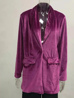 Velvet One Button Outerwear - Plush Fashion Hub
