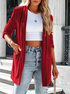 Velvet One Button Outerwear - Plush Fashion Hub