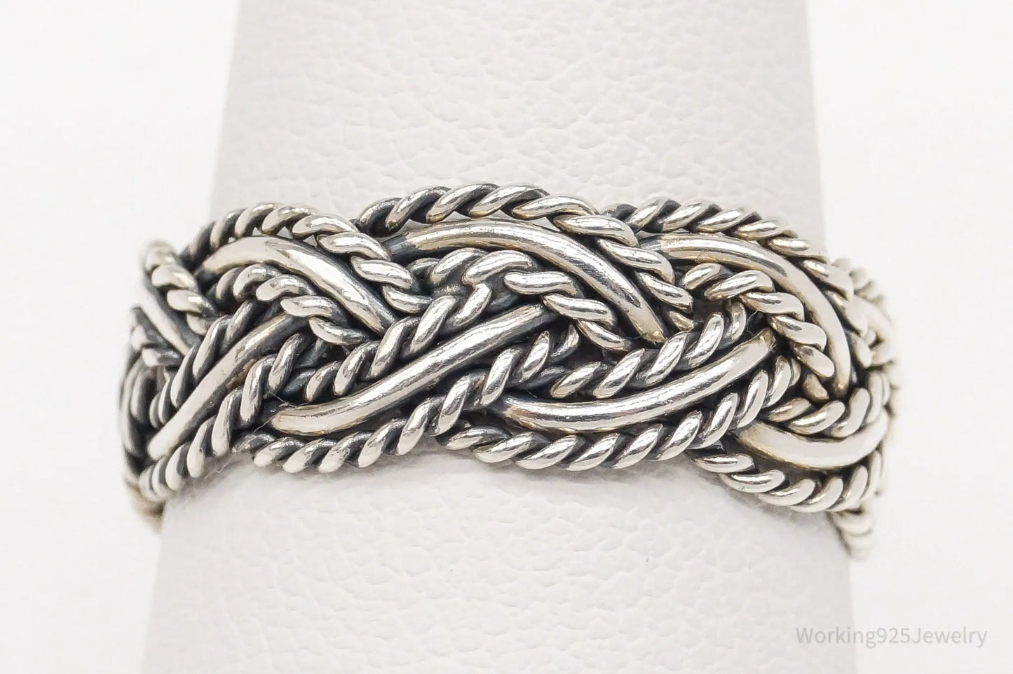 Vintage Cable Cord Rope Braid Sterling Silver Ring - Size 7.75 Plush Fashion Hub
