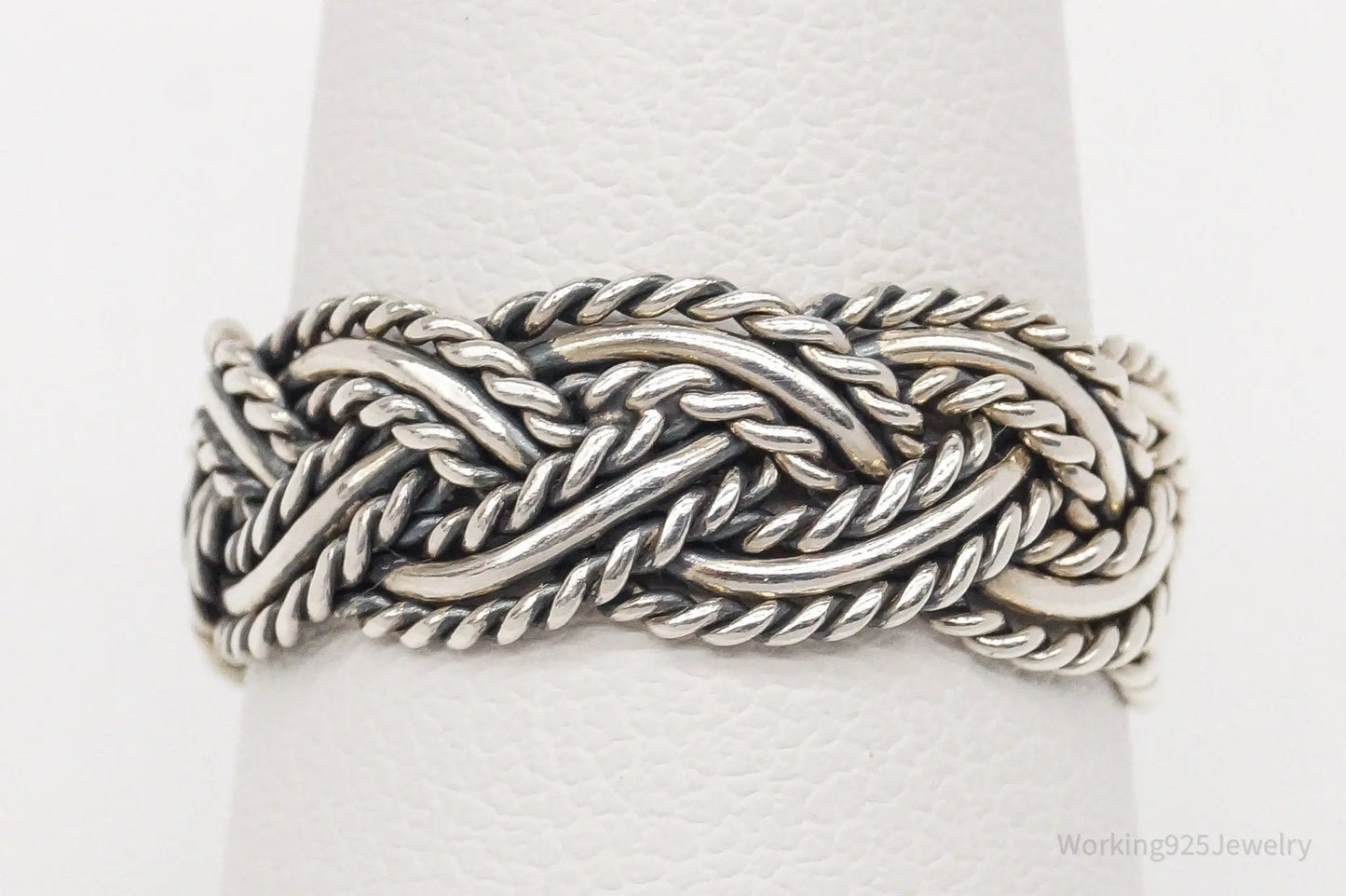 Vintage Cable Cord Rope Braid Sterling Silver Ring - Size 7.75 Plush Fashion Hub