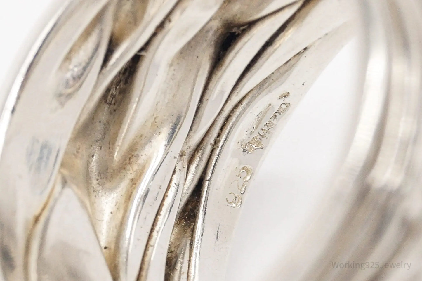 Vintage Crinkle Design Sterling Silver Band Ring - Size 11.25 Plush Fashion Hub