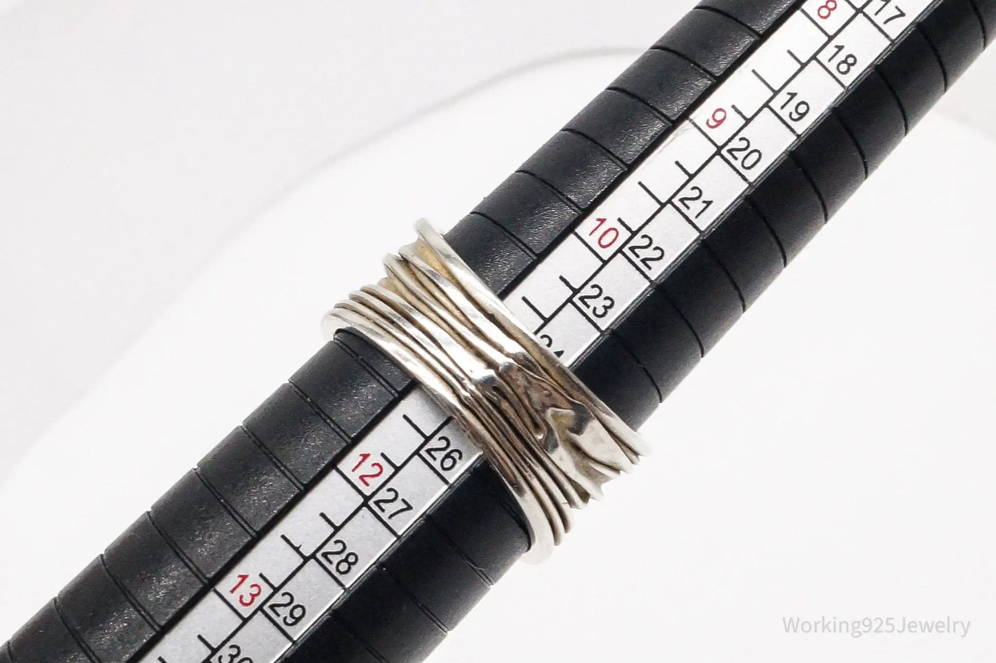 Vintage Crinkle Design Sterling Silver Band Ring - Size 11.25 Plush Fashion Hub