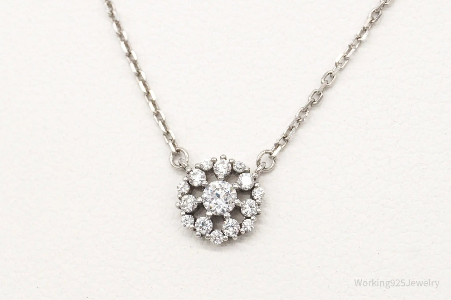 Vintage Cubic Zirconia Sterling Silver Necklace Plush Fashion Hub