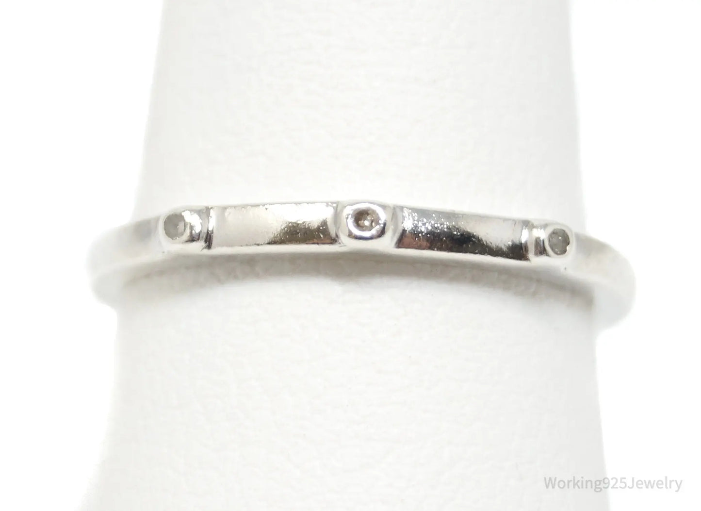 Vintage Designer Heng Ngai Diamond Sterling Silver Ring - Size 6.75 Plush Fashion Hub