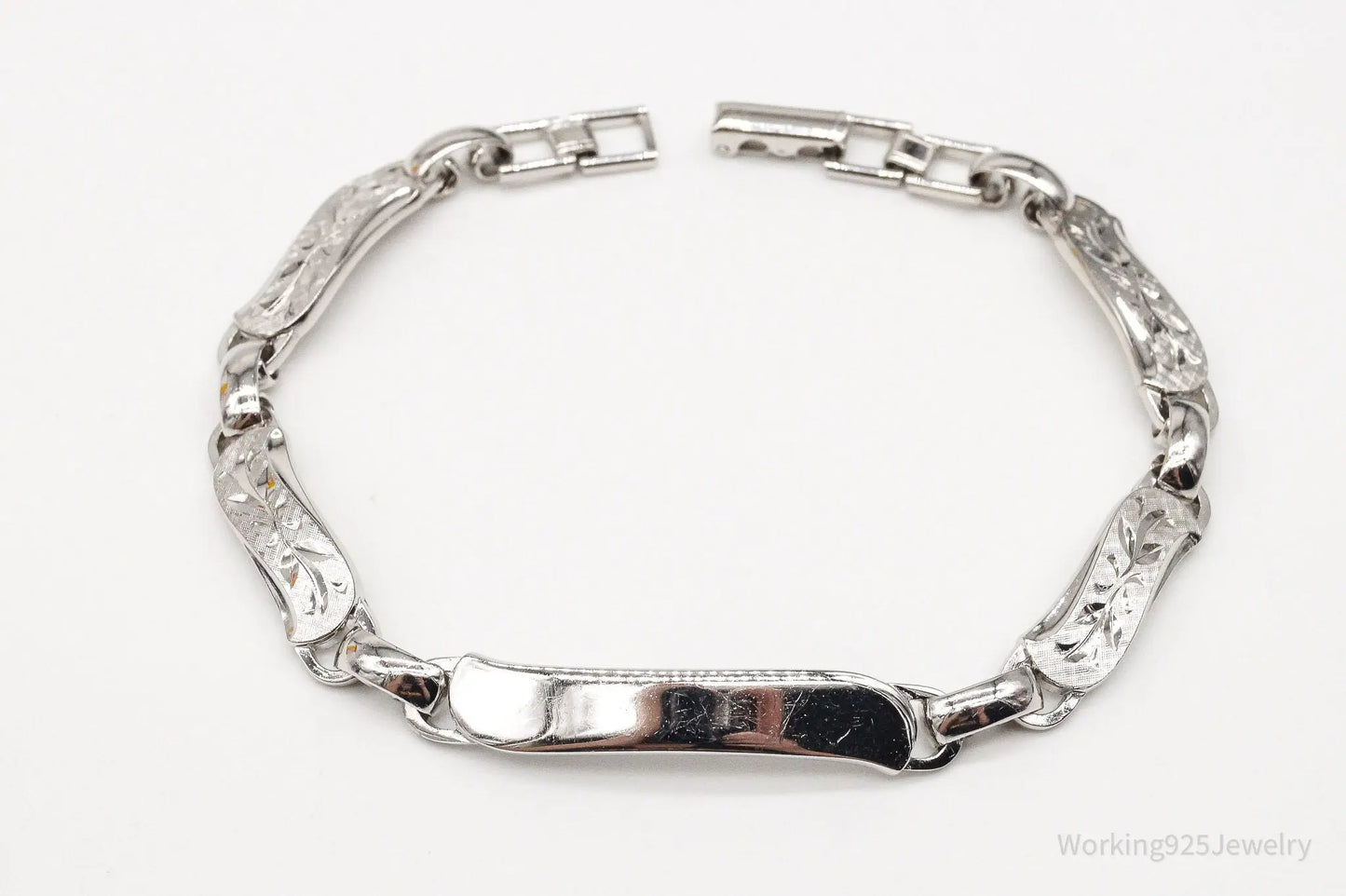 Vintage Designer LaMode Name ID Bar Sterling Silver Bracelet Plush Fashion Hub