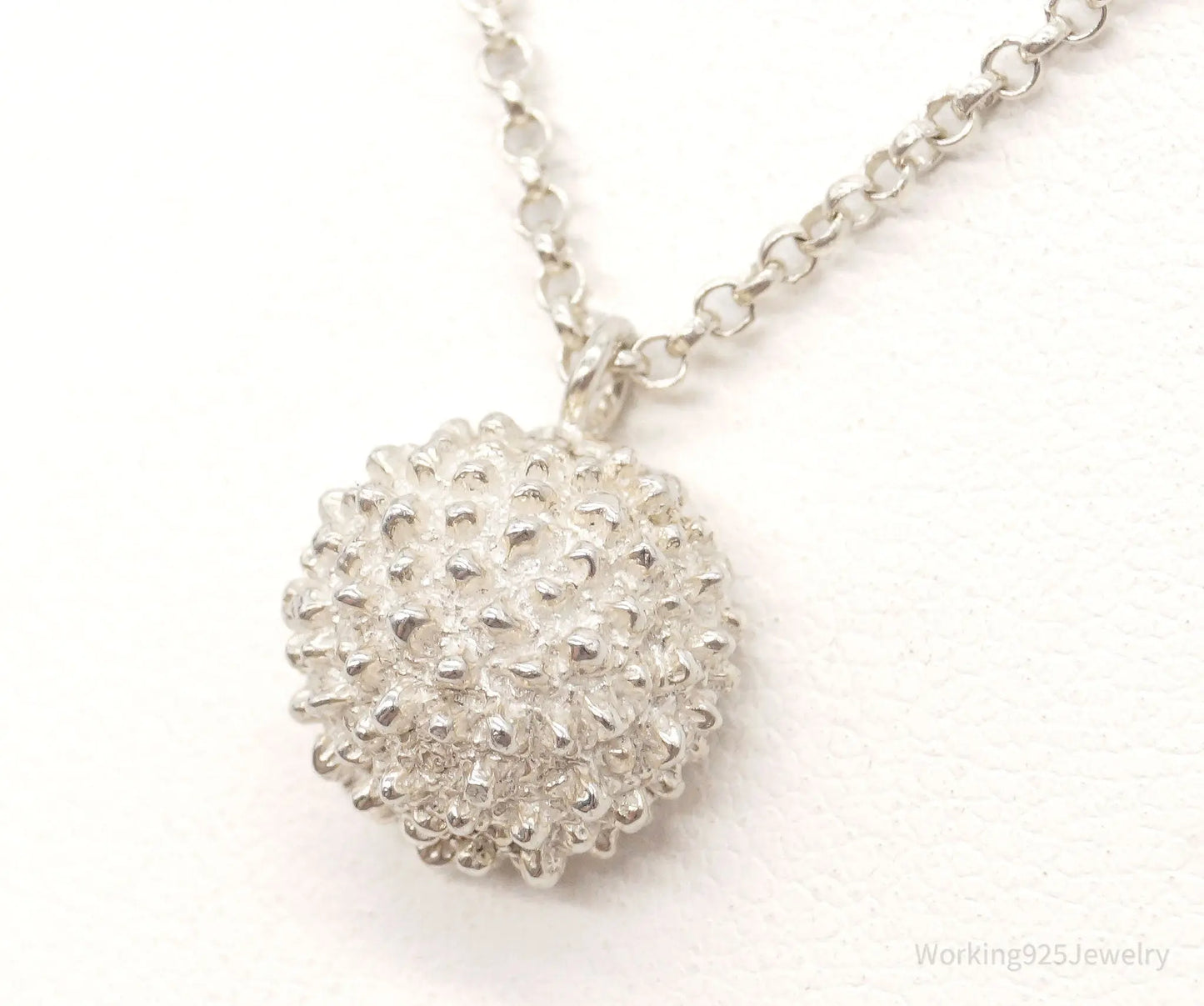 Vintage Designer ML Modernist Blue Topaz Quartz Sterling Silver Chain Necklace Plush Fashion Hub