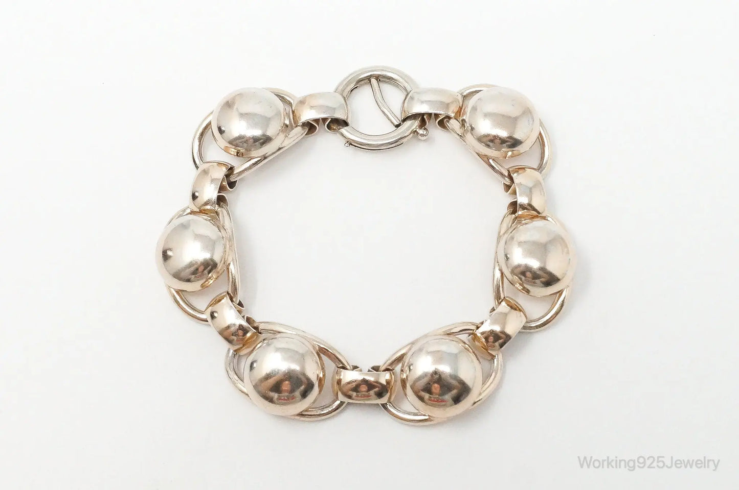 Vintage Designer Napier Modern Large Links Gold Tone Sterling Silver Bracelet Plush Fashion Hub