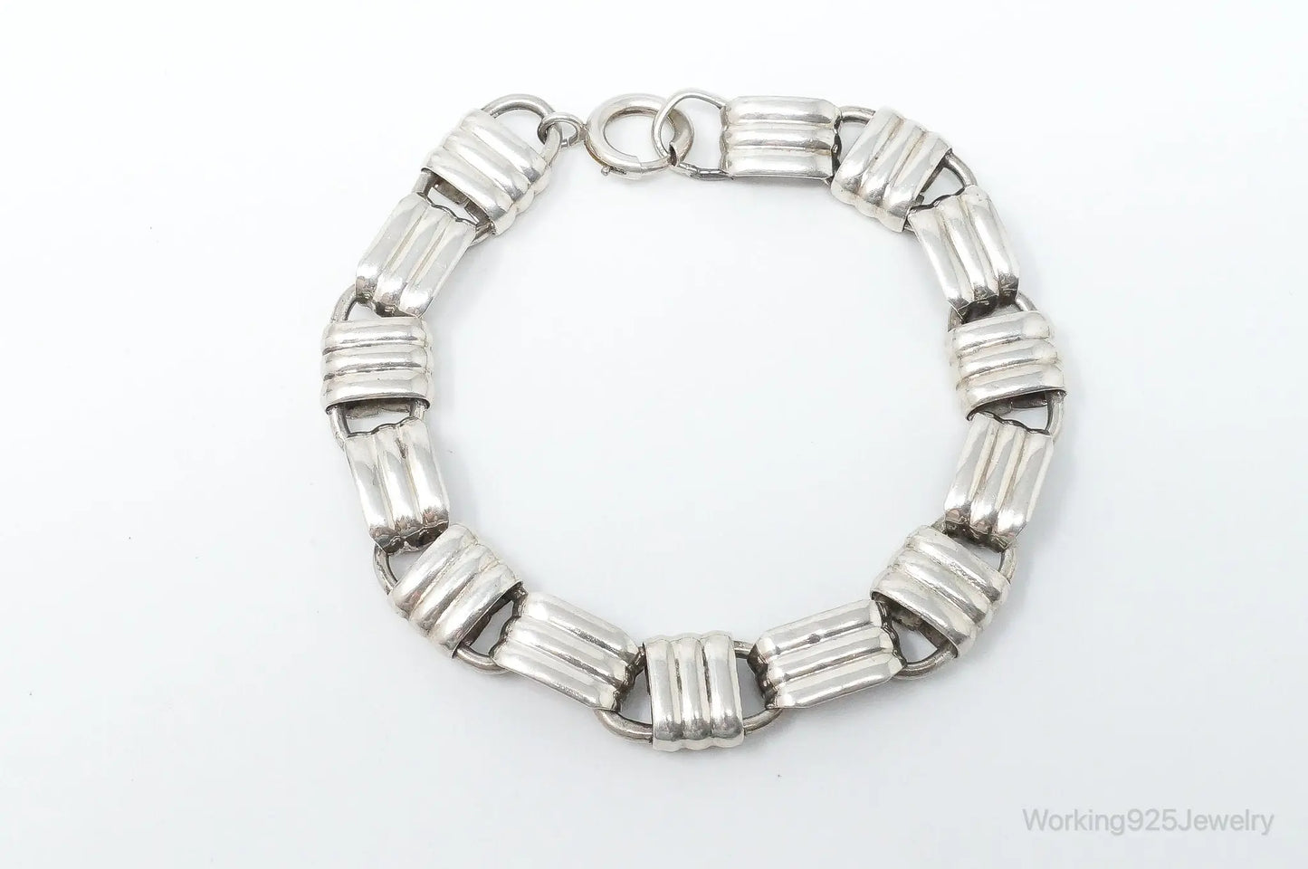 Vintage Designer Napier Modern Large Links Sterling Silver Bracelet Plush Fashion Hub