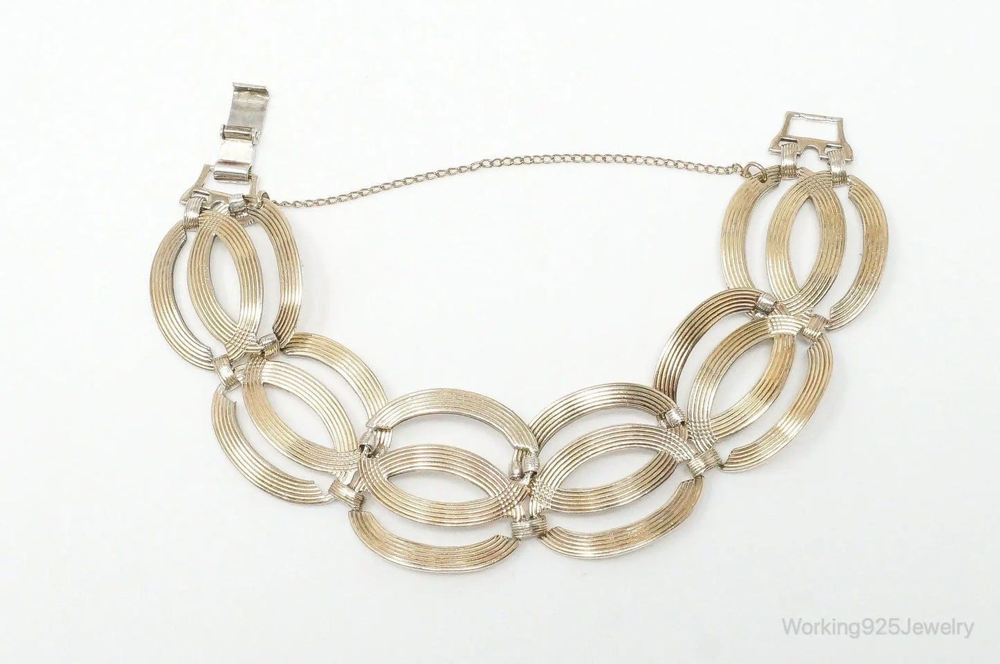 Vintage Designer Symmetalic 14K Gold Art Deco Sterling Silver Bracelet Plush Fashion Hub