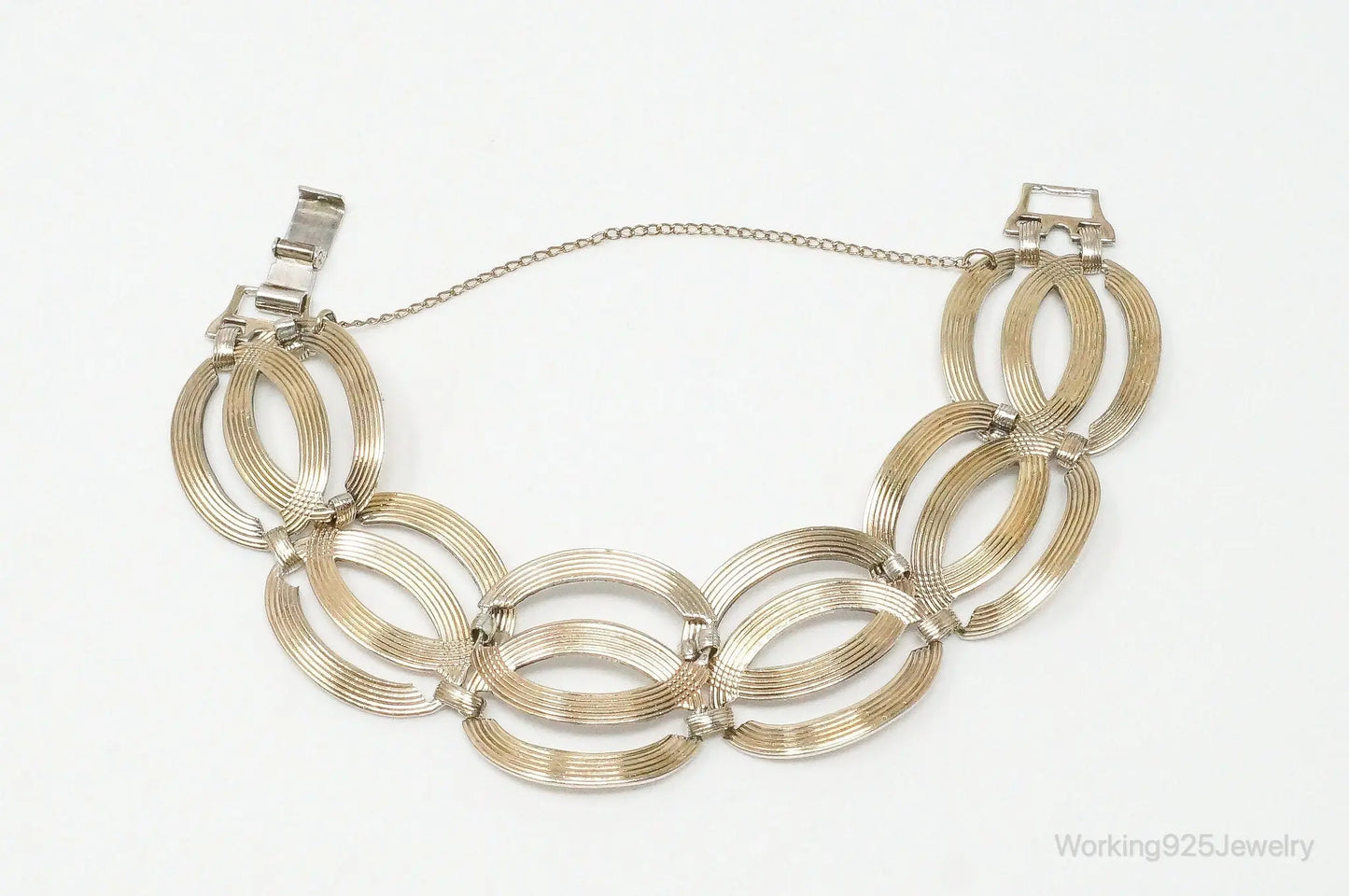 Vintage Designer Symmetalic 14K Gold Art Deco Sterling Silver Bracelet Plush Fashion Hub