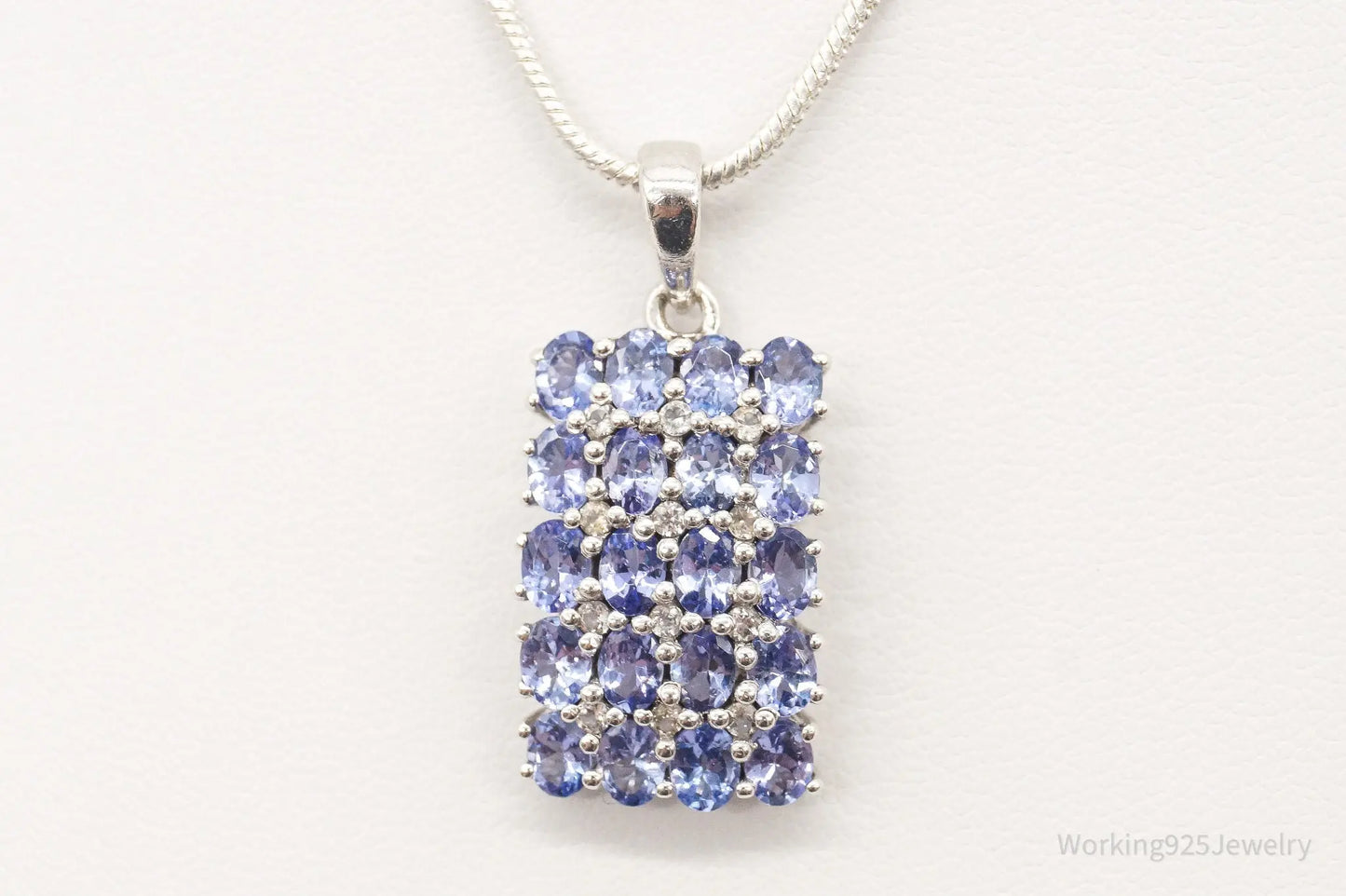 Vintage Designer TGGC Iolite Cubic Zirconia Sterling Silver Necklace Plush Fashion Hub