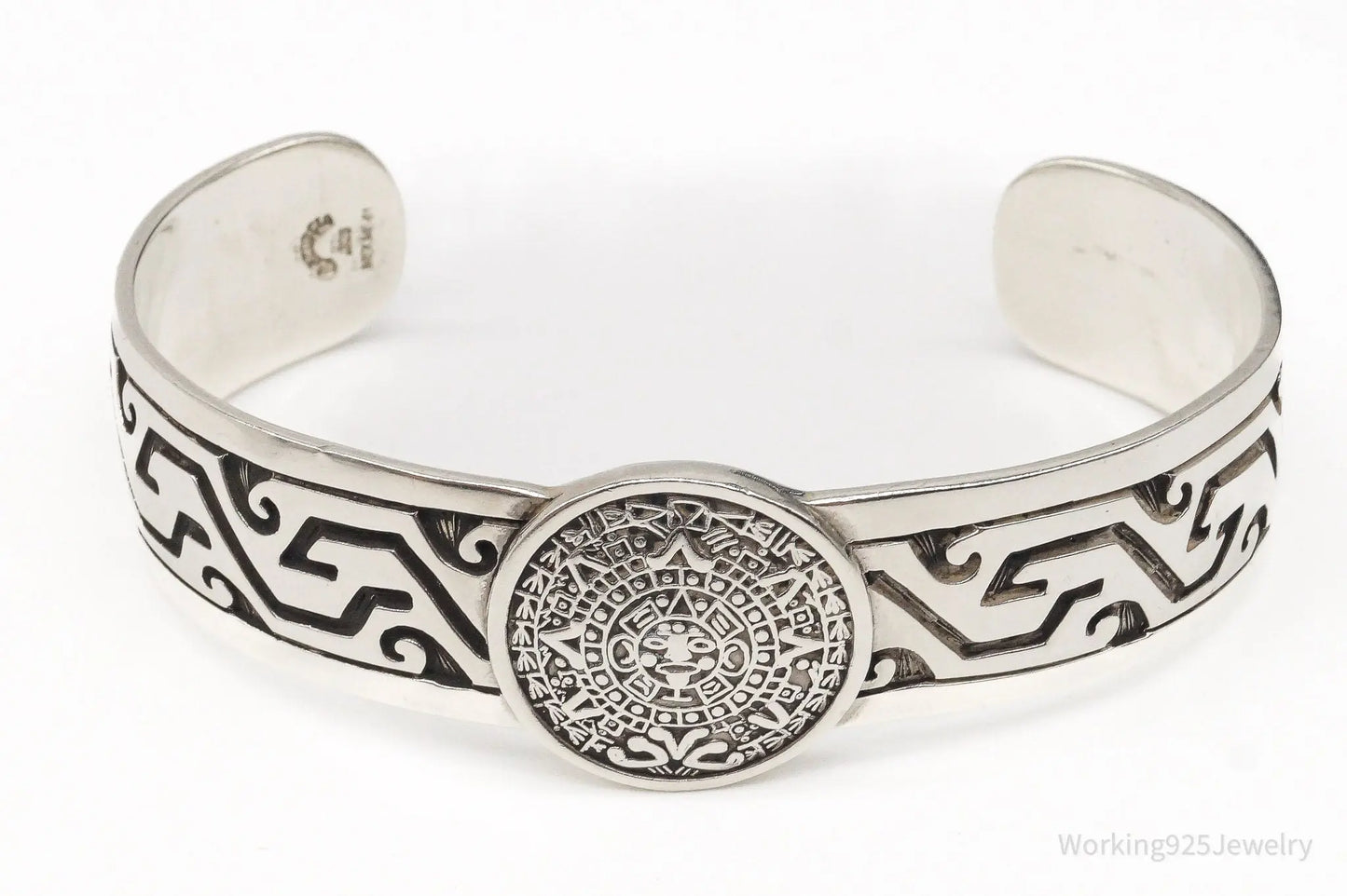 Vintage Escorcia Mexico Mayan Calendar Sterling Silver Cuff Bracelet Plush Fashion Hub