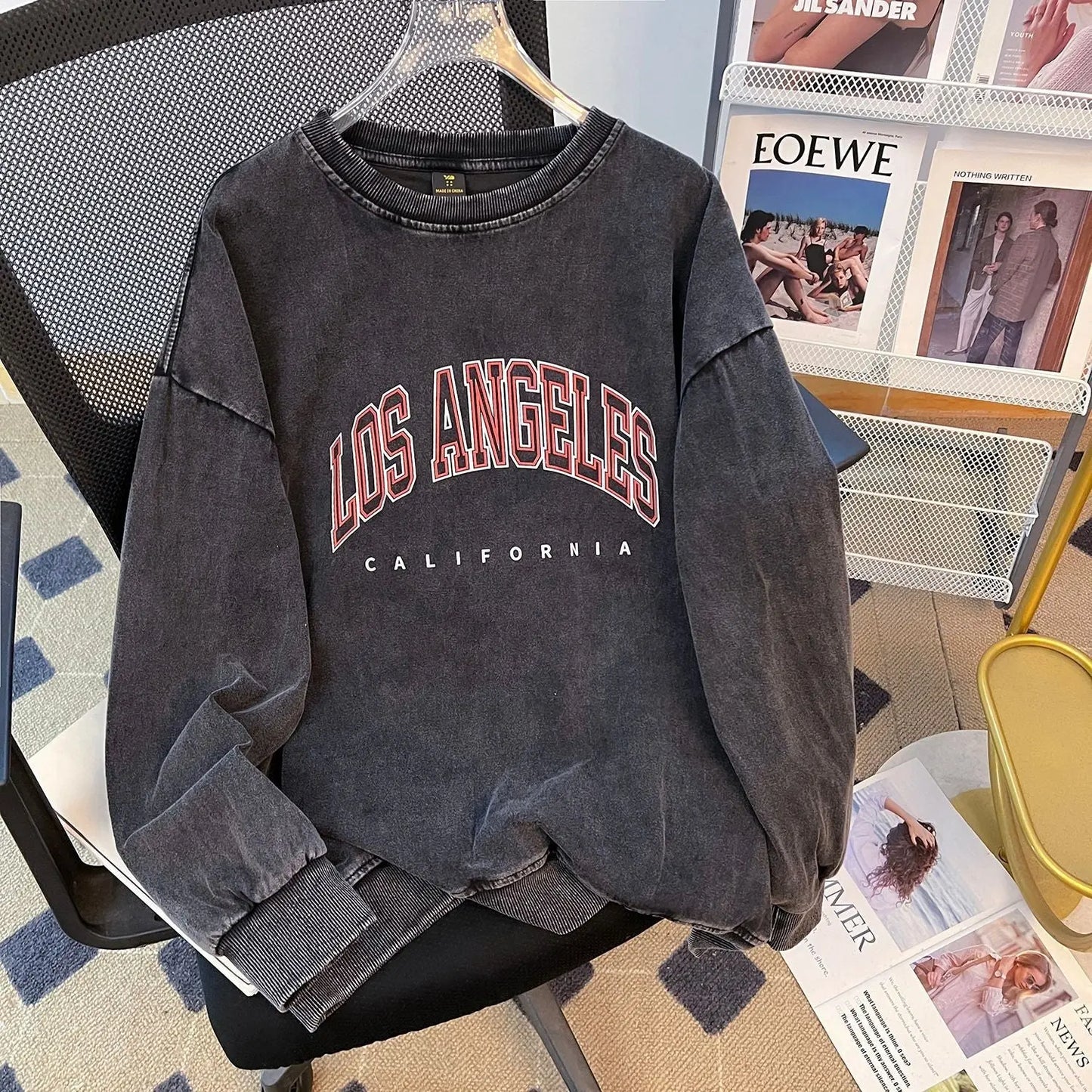 Washed out Vintage Fleece lined Thickened Composite round Neck Sweater Women Autumn Winter Super Idle Design Blouse Perfecsy