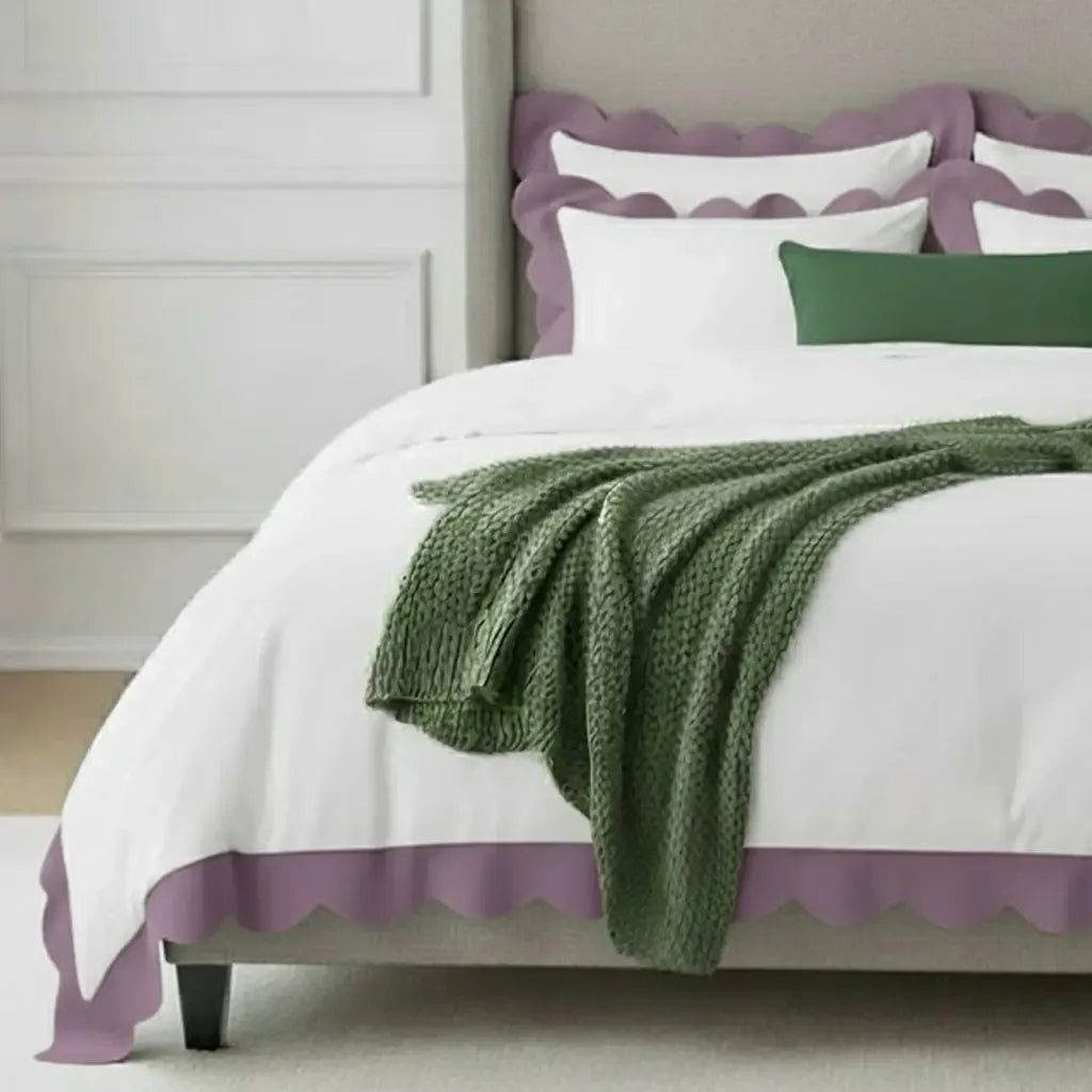 Wavy Applique Embroidery Cotton Duvet Cover Set - Plush Fashion Hub