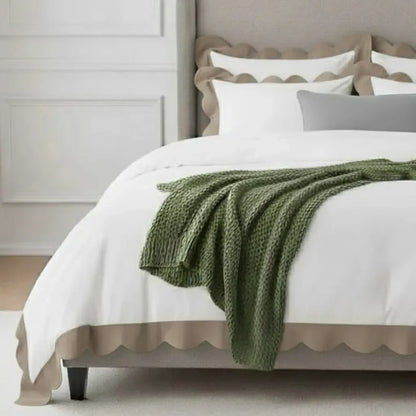 Wavy Applique Embroidery Cotton Duvet Cover Set - Plush Fashion Hub