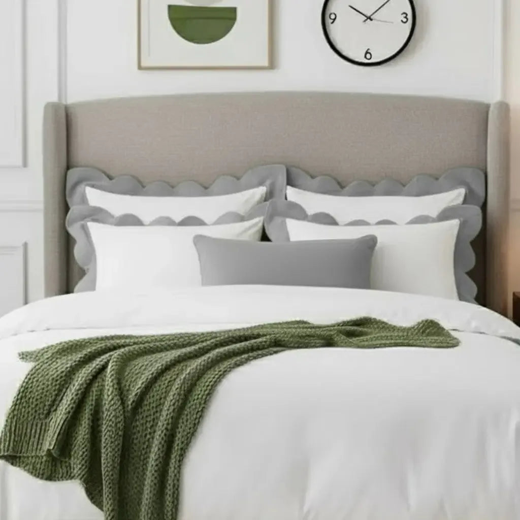 Wavy Applique Embroidery Cotton Duvet Cover Set - Plush Fashion Hub