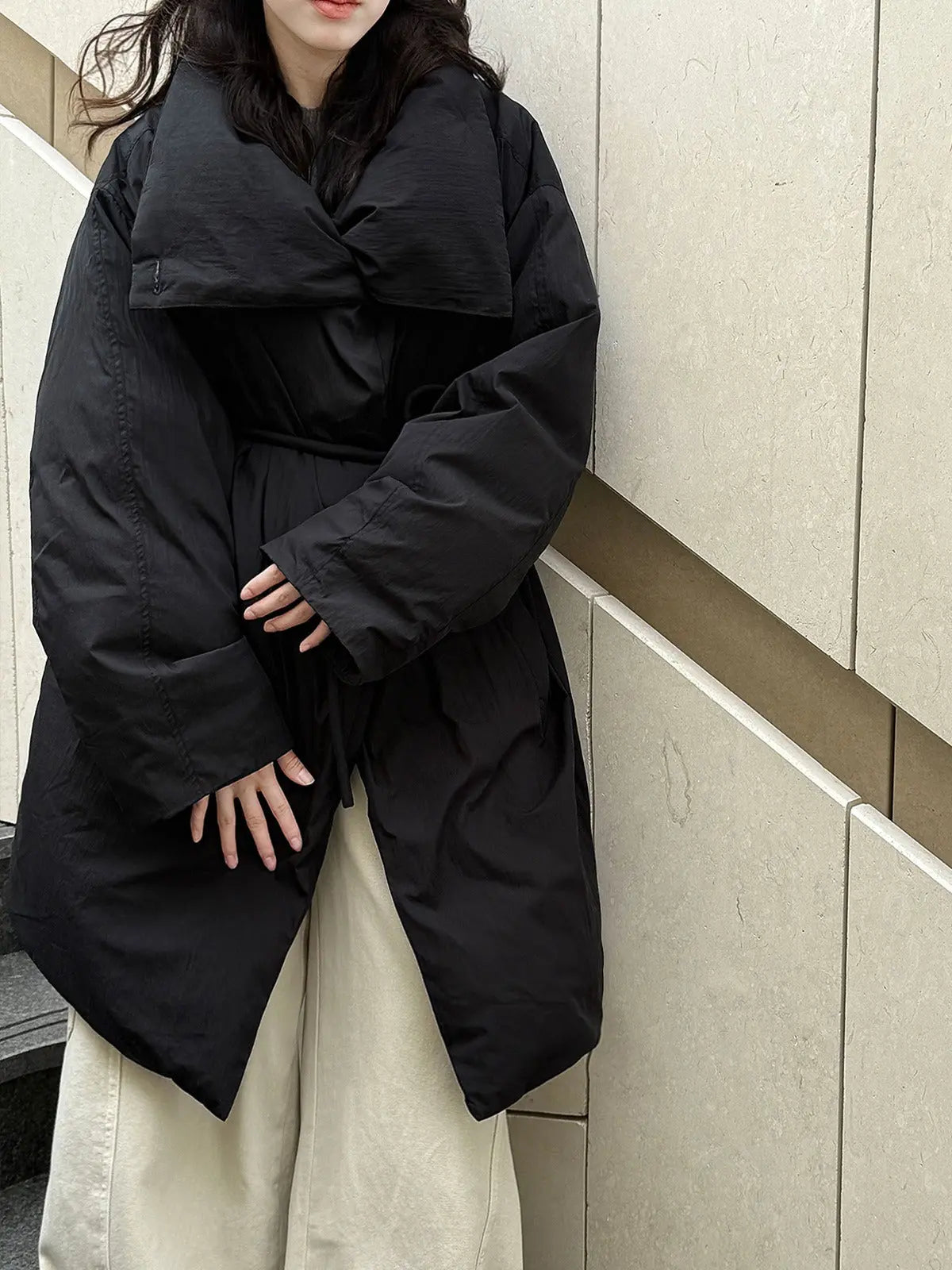 White Duck Down Stand Collar Warm Long Jacket Plush Fashion Hub