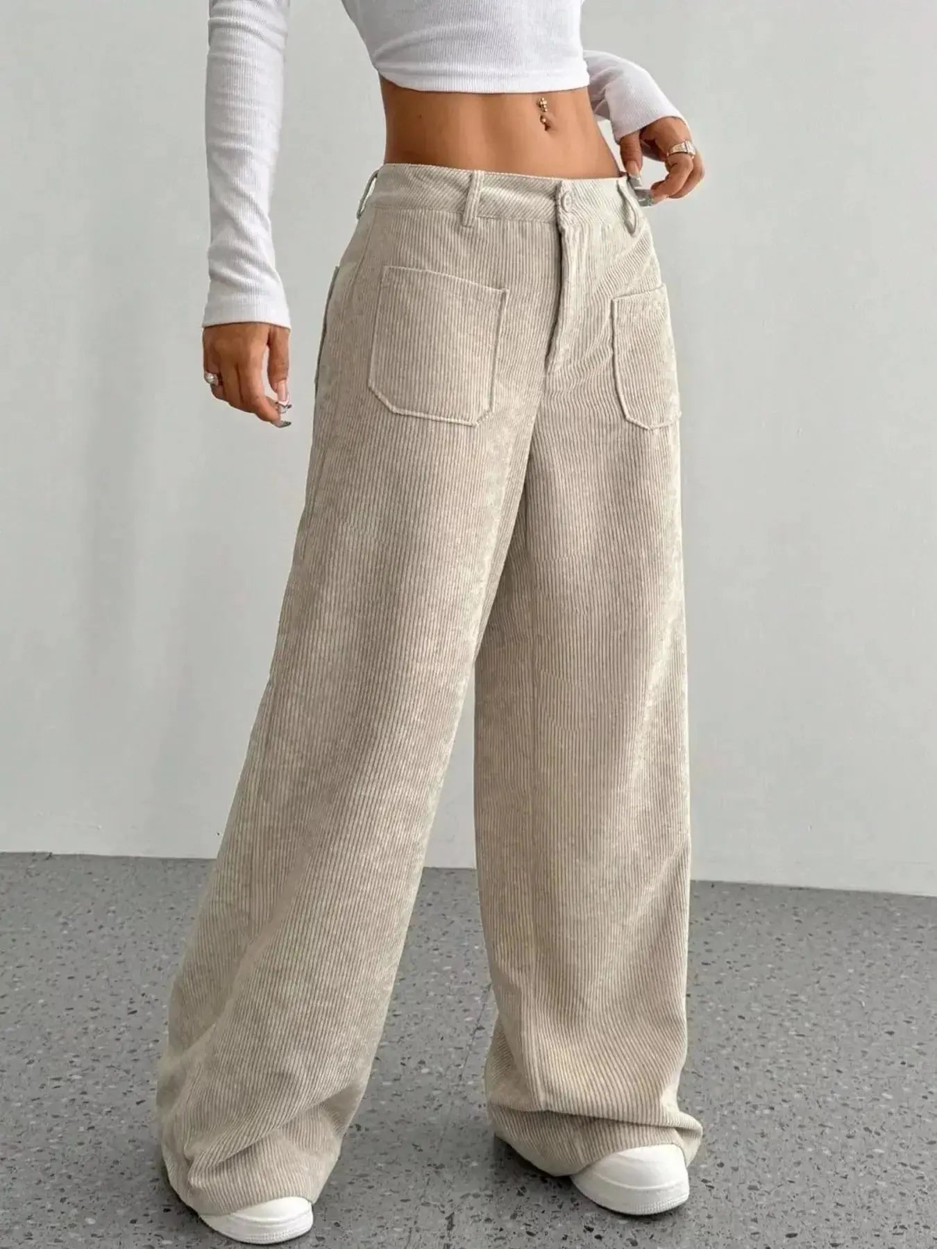 Wide Leg Corduroy Pants - Plush Fashion Hub