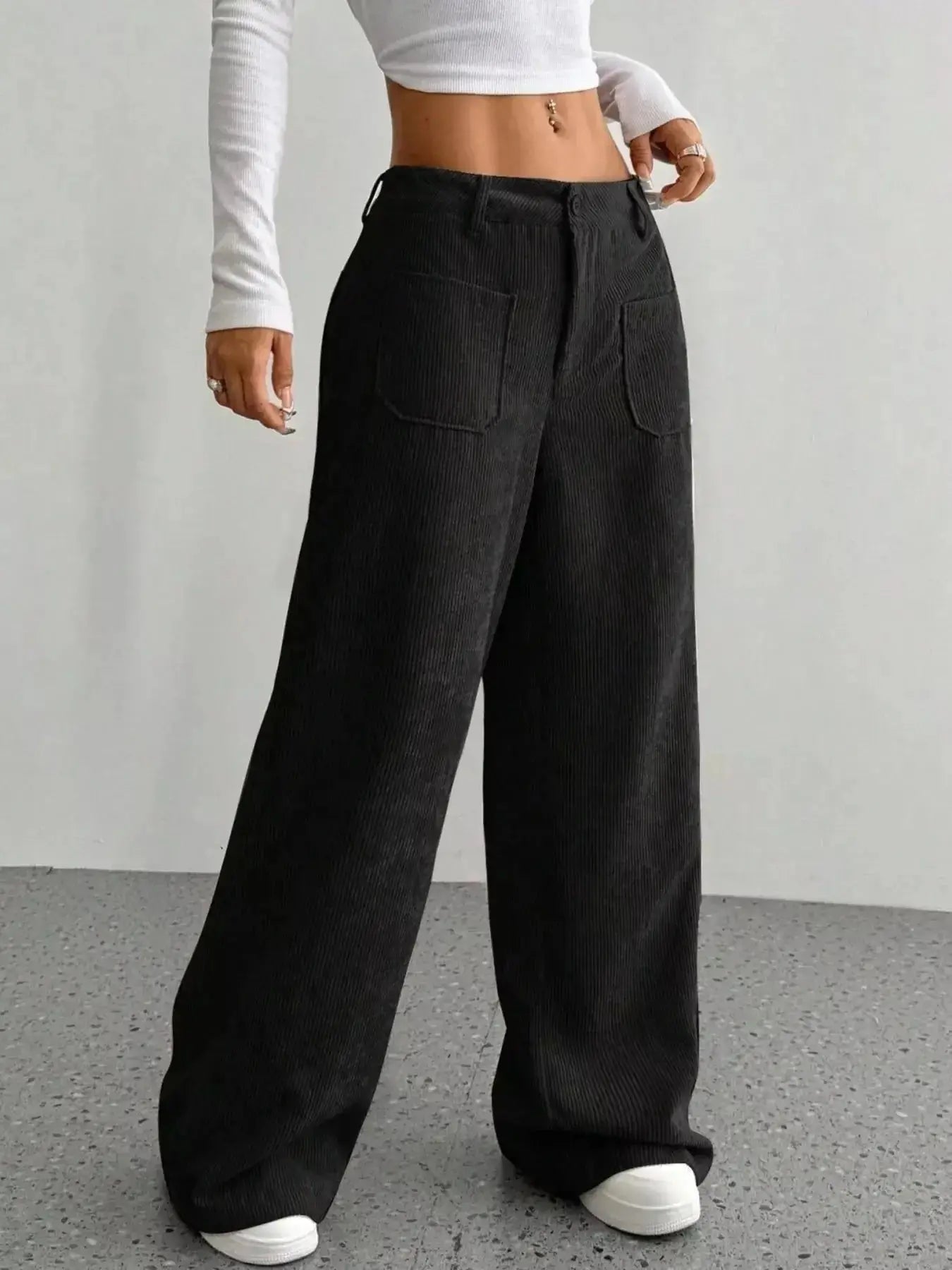 Wide Leg Corduroy Pants - Plush Fashion Hub