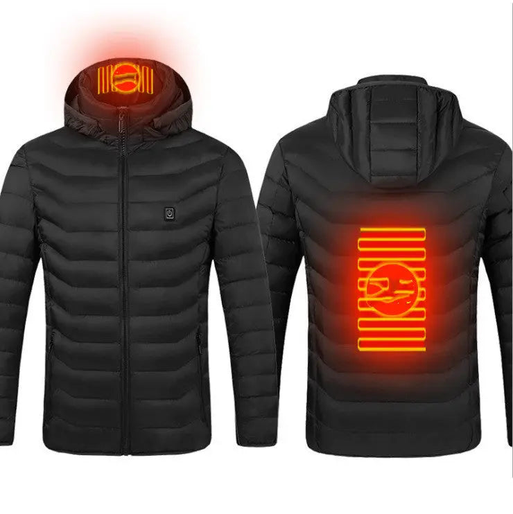Winter Heated Jacket USB Electric Cotton Coat Zip-up Heater Thermal Clothing Heating Vest For Men Plush Fashion Hub