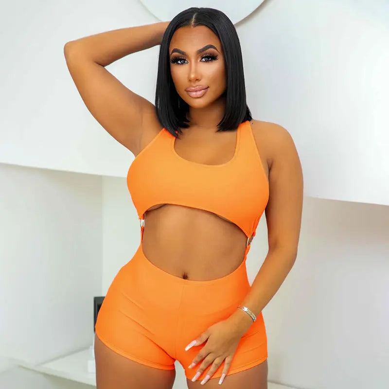 Women Wear Solid Color Fitness Bodybuilding Breathable Sexy Tight Romper Perfecsy