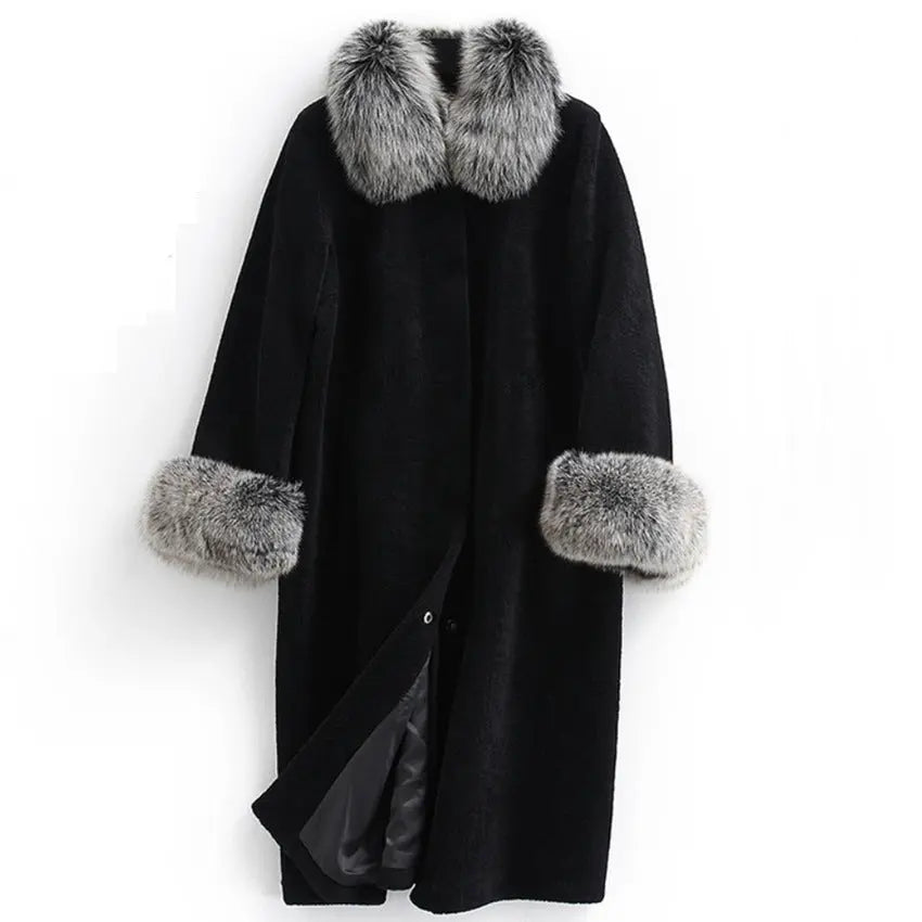 Women Winter Fox Fur Loose plus Size Mink Mink Coat Whole Mink Long Cut Coat Faux Fur Coat Perfecsy