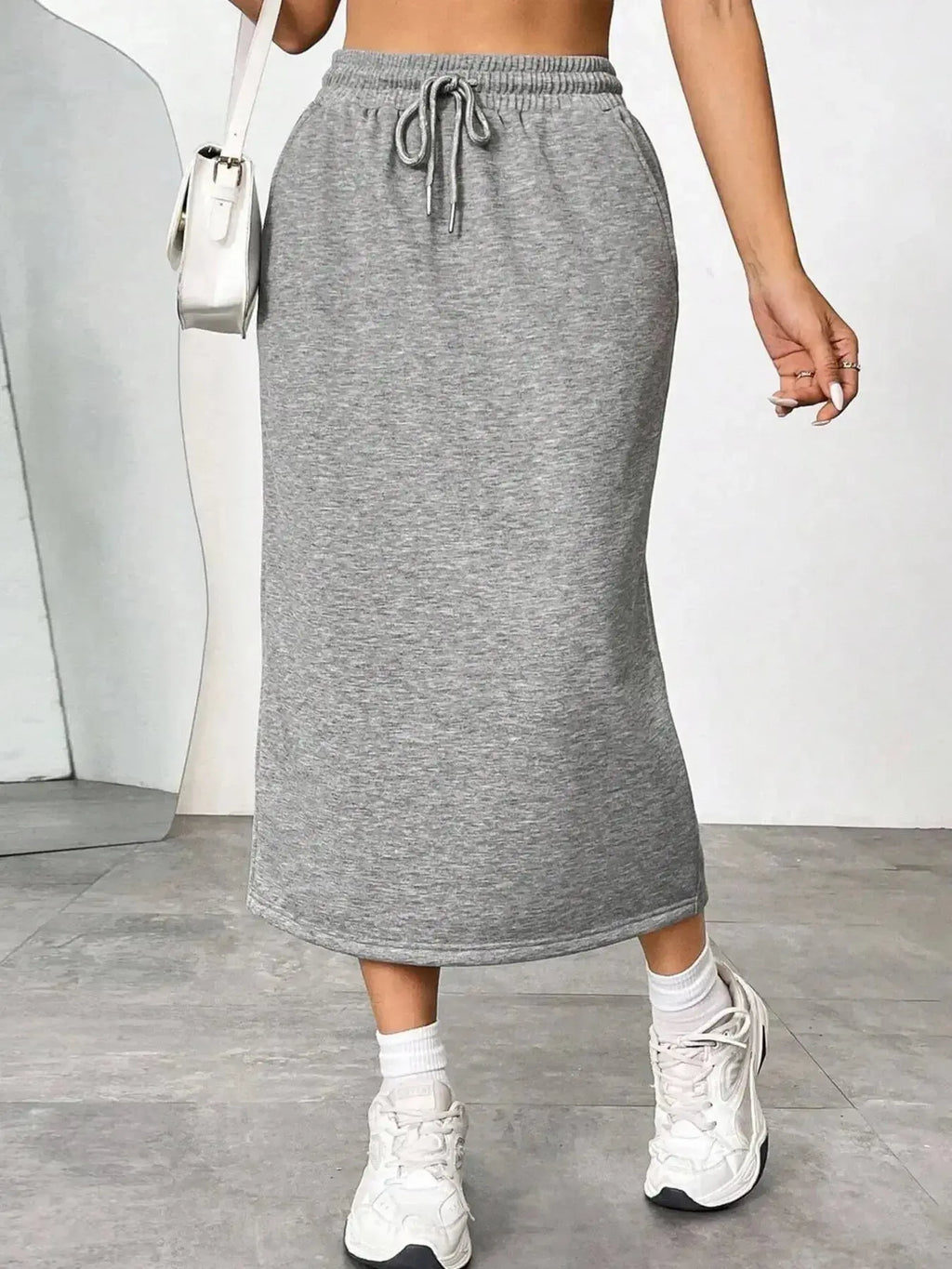 Slit Drawstring Midi Skirt - Plush Fashion Hub