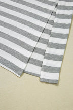 Casual Striped V-Neck Midi T-Shirt Dress - Plush Fashion Hub
